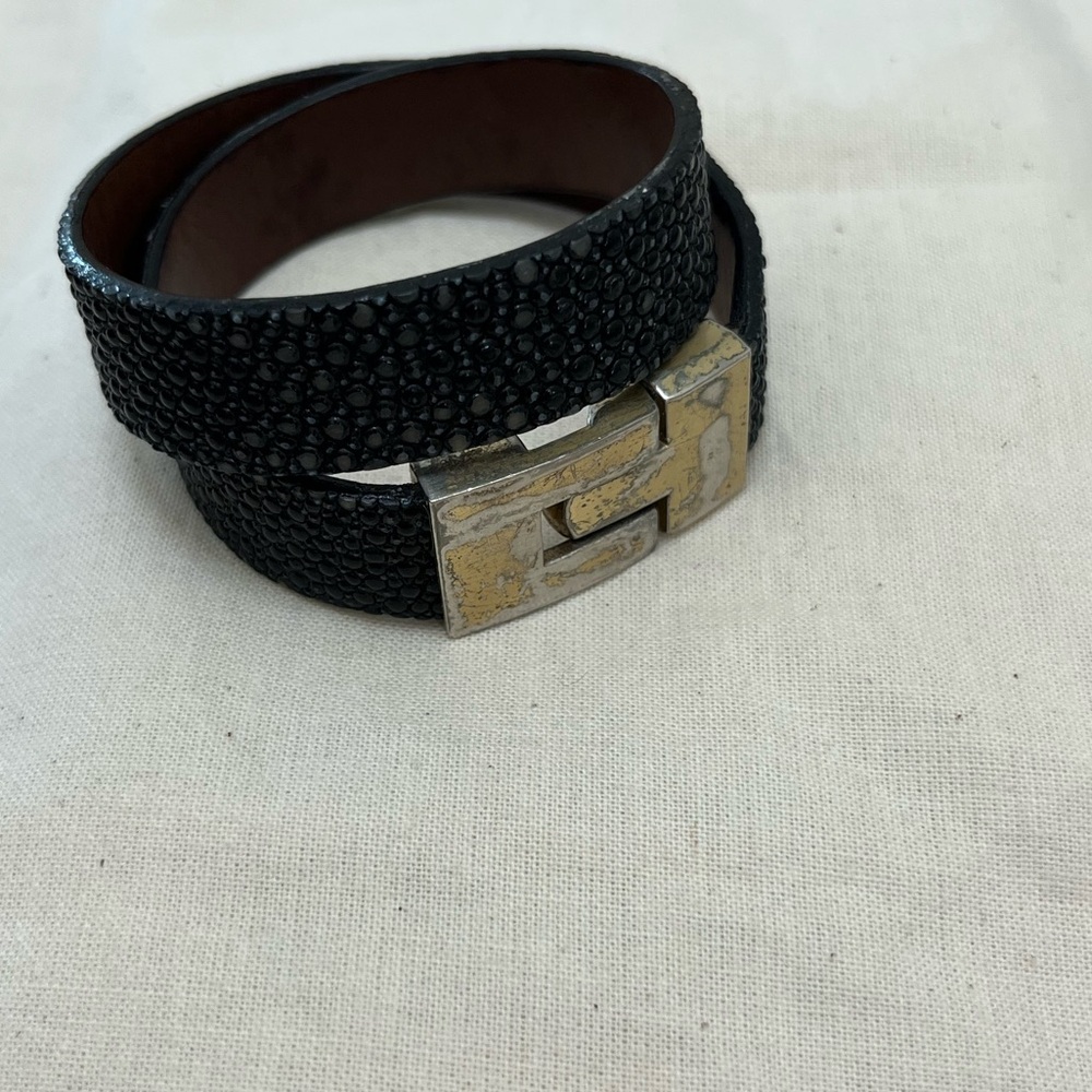 Leighelena Black Genuine Stingray Wrap bracelet. 
Small